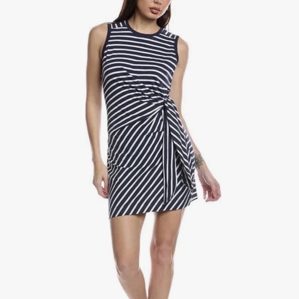 ATM Anthony Thomas Melillo Classic Jersey Stripe Sleeveless Twist Dress
